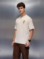 Casual Back Printed Oversized T-Shirt  | Beige