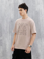 Printed Logo Oversized T-Shirt | Beige