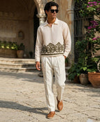 Cream Embroidered Kurta Shirt