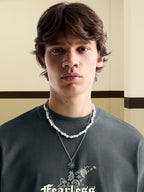 FEARLESS HEART Men Printed Oversized T-Shirt