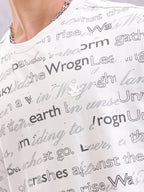 Typo Inspired Aop Oversized Fit T-shirt | Light Grey