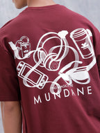 Mundane Objects Inspired Oversized Fit Back Print T-Shirt | Maroon