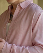 Pink Linen Blend Strucutured Shirt