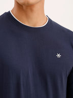 Slim Fit Contrast Collar T-Shirt | Navy Blue