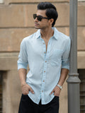 Light Blue Linen Blend Shirt