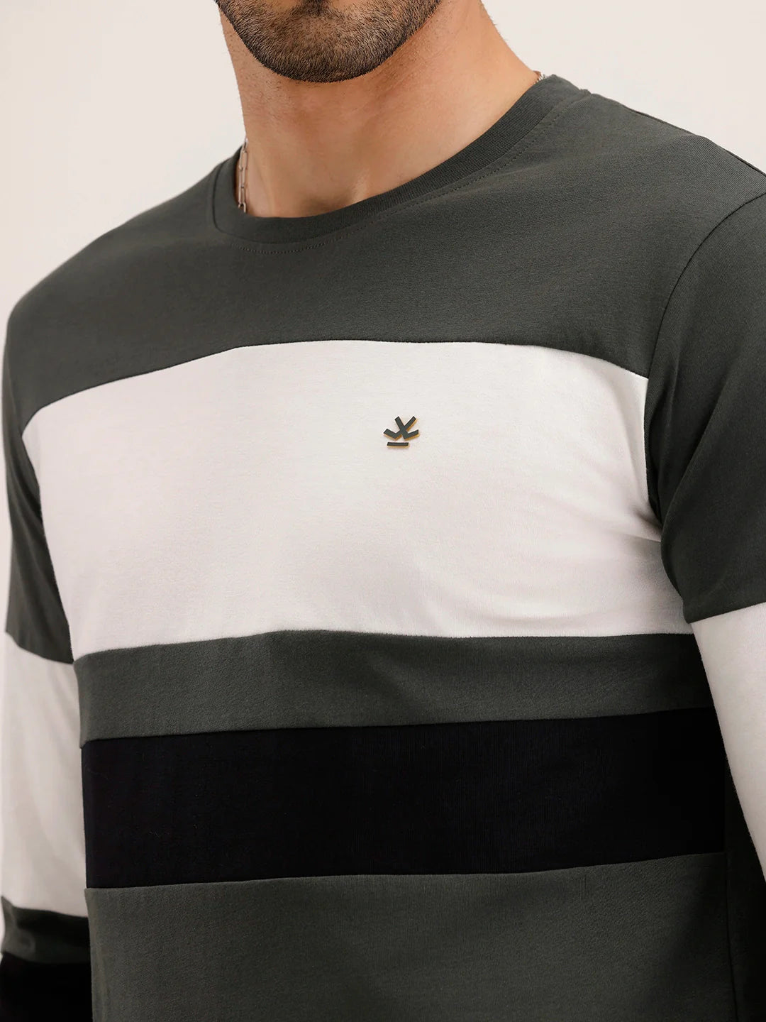 Slim Fit Cut & Sew Long Sleeved T-Shirt | Olive