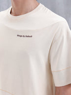 Casual Men Oversized Fit Tee With Flat Lock Detail | Beige