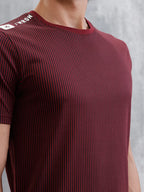 Striped Slim Fit T-Shirt | Maroon