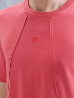 Men Solid Comfort Fit Tshirt With Pipping Detail | Red