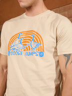 Flock Printed Slim Fit T-Shirt | Khaki