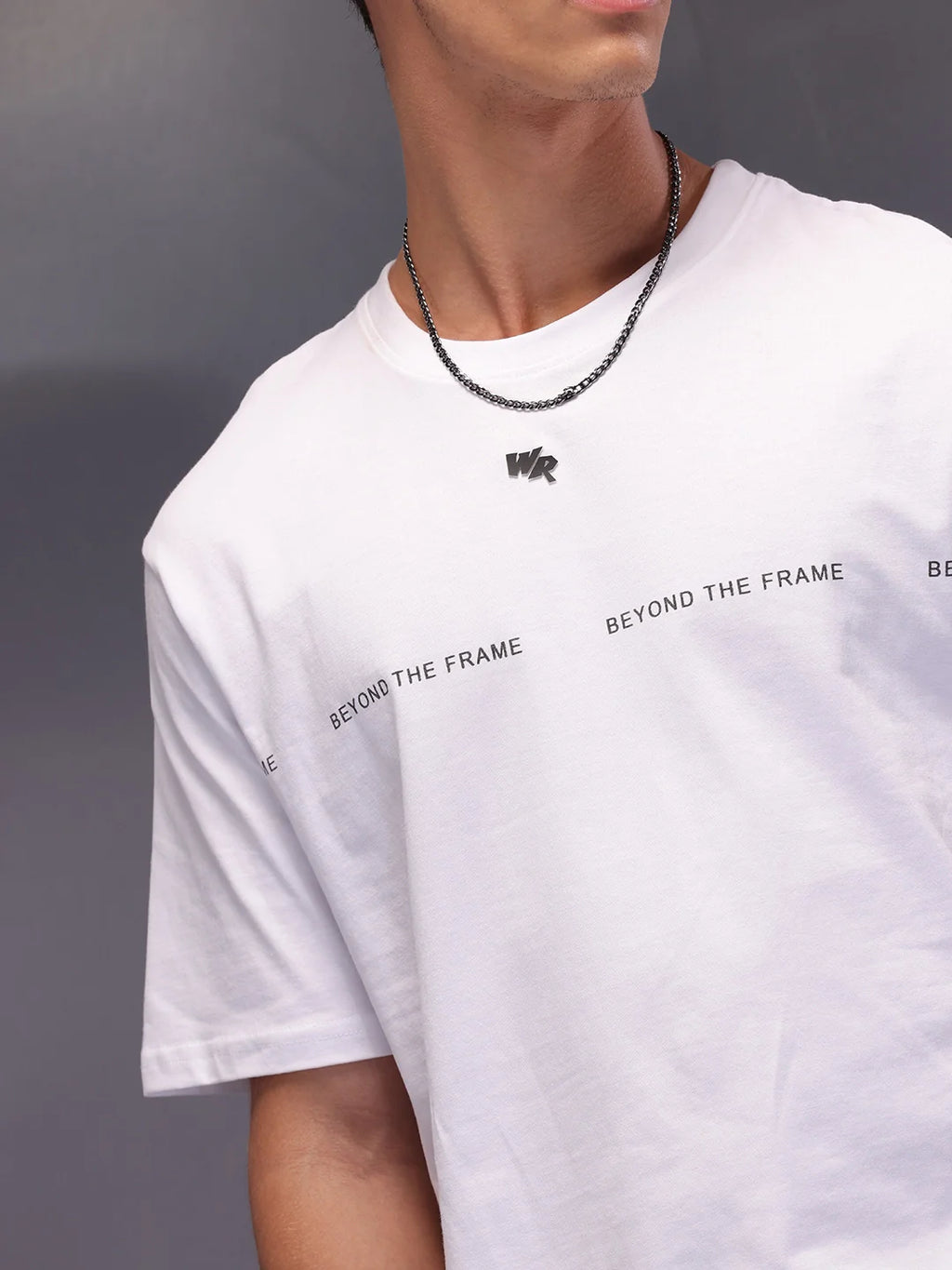 Placement Printed Oversized T-Shirt | White