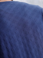 Geometric Jacquard Slim Fit Cotton Blend Shirt | Navy Blue