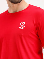 Slim Fit Placement Printed Tee | Red