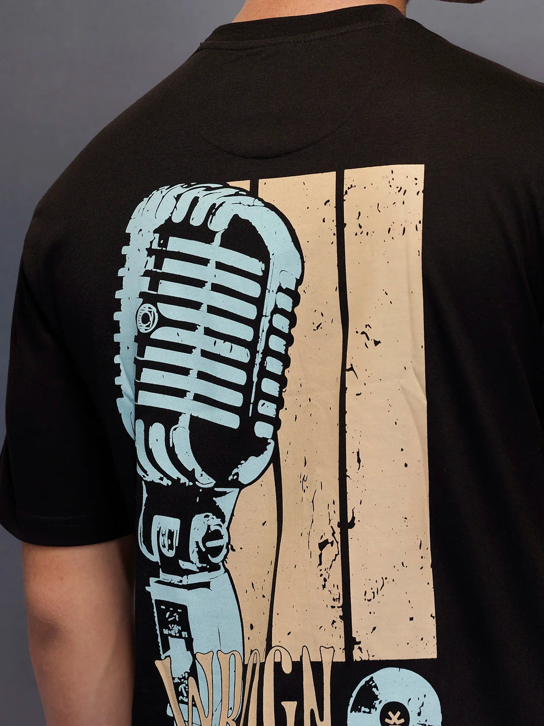 Casual Back Printed Oversized T-Shirt  | Black