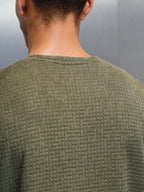 Textured Men's Casual Regualr Fit T-Shirt | Olive