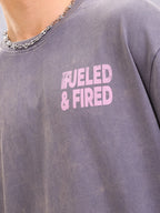 Retro Washed Oversized Fit Raw Edge T-shirt With Graphic | Grey