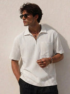 White Striped Zipper Shirt