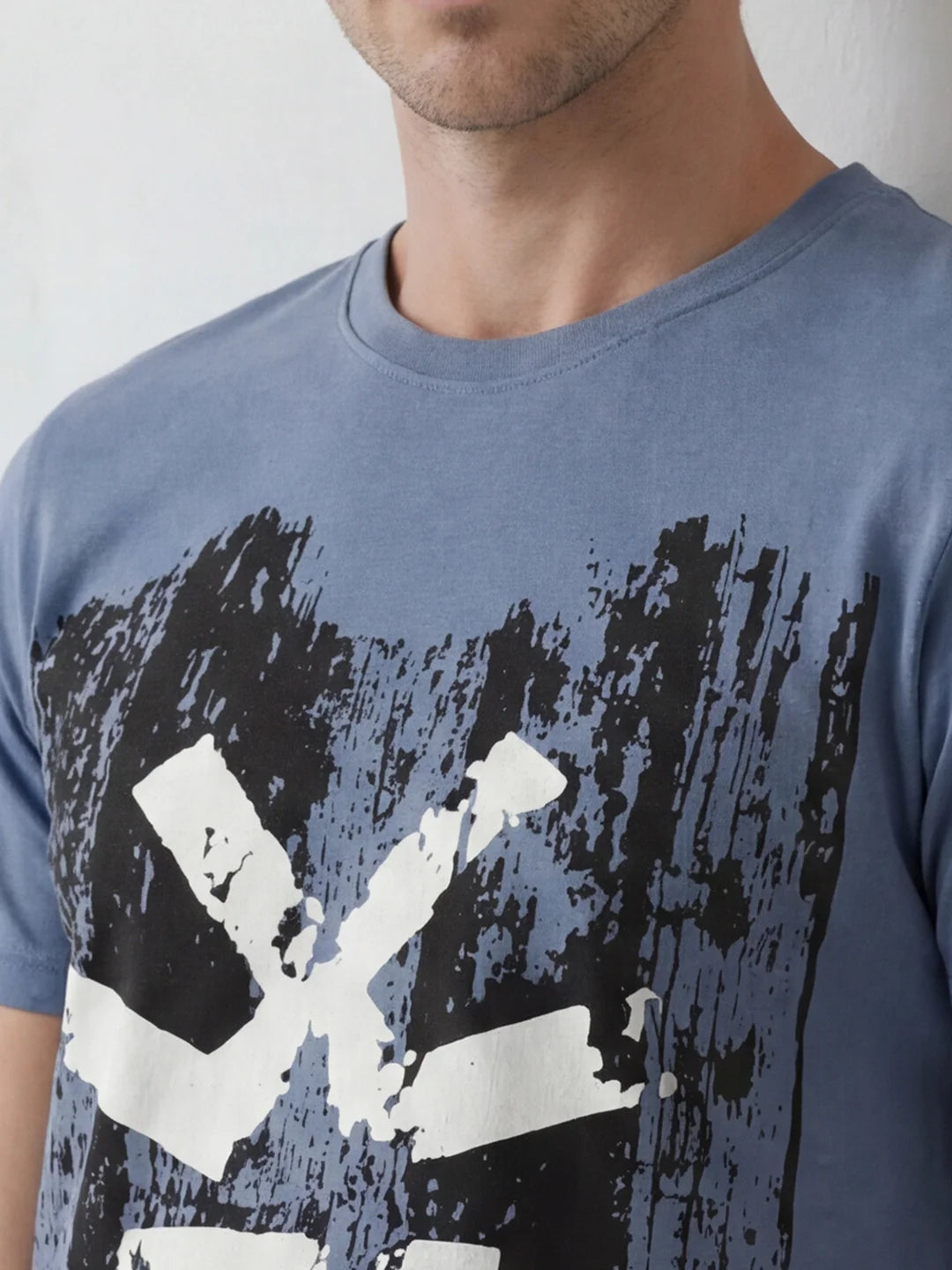 Slim Fit Placement Printed T-Shirt | Blue