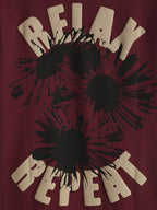 Puff Print Oversized T-Shirt | Maroon