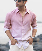 Dusty Pink Lightweight Ombre Shirt 100% Cotton