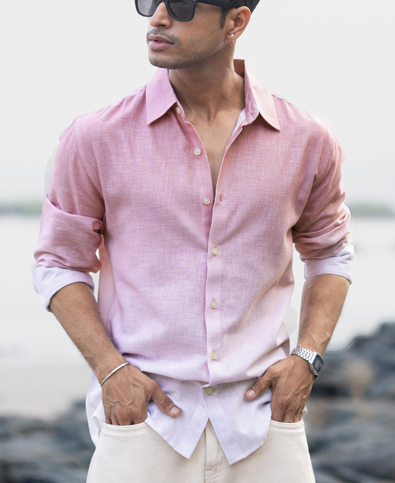 Dusty Pink Lightweight Ombre Shirt 100% Cotton