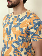 Distressed AOP Slim Fit T-Shirt | Yellow