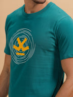 Spiral Motion Placement Printed T-Shirt | Teal