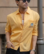 Mustard Yellow Embroidered Shirt 100% Cotton
