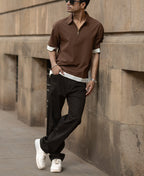 Dark Brown Boxy Fit Zipper Shirt 100% Cotton