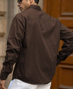 Dark Brown Double Pockets Lightweight Shirt 100% Cotton