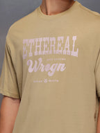 Men’s minimal statement graphic tshirt | Beige