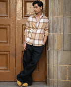Beige Checks Shirt 100% Cotton