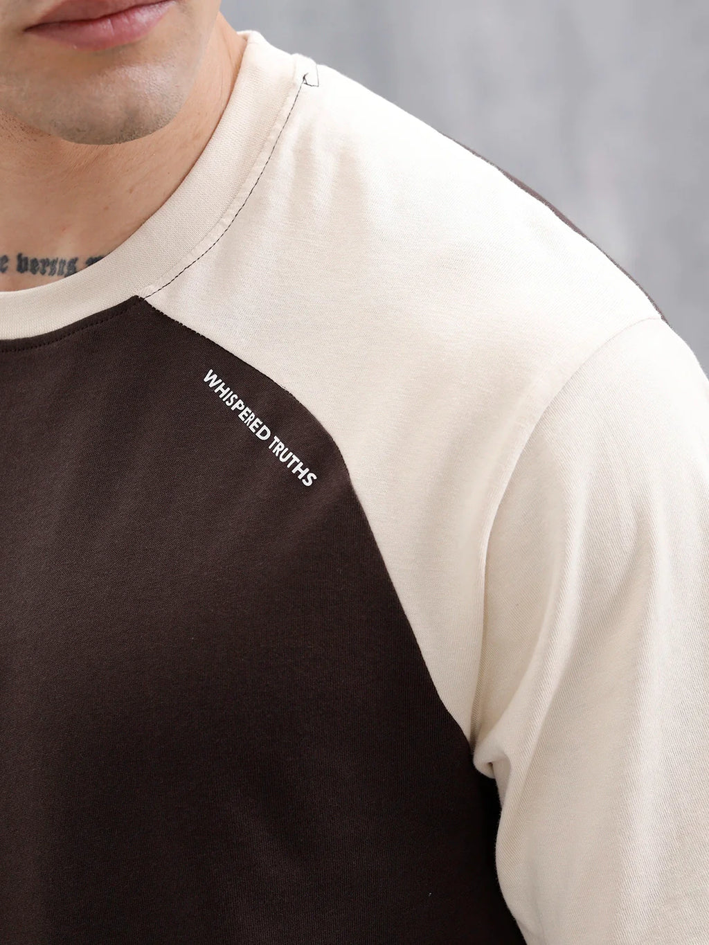 Wrogn Men's Casual Colorblocked T-Shirt  | Brown