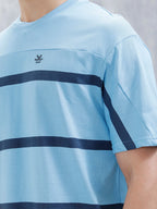Striped Men's Casual Oversized Fit T-Shirt | Blue