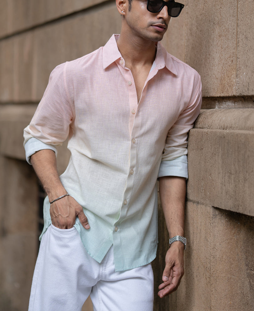 Multicolour Lightweight Ombre Shirt 100% Cotton