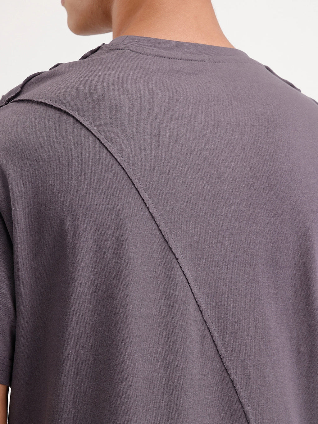 Solid Oversized Cut & Sew T-Shirt | Dark Grey