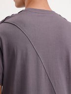 Solid Oversized Cut & Sew T-Shirt | Dark Grey