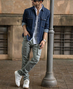 Indigo Denim Overshirt With Pockets