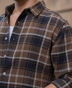 Brown Structured Checks Shirt 100% Cotton