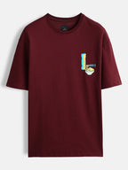 Minimal chest print T-shirt | Maroon