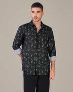 Charcoal Abstract Digital Print 100% Polyester Shirt