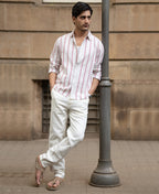 Pink & Natural Stripe Shirt