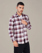 Burgundy and Lavender Check Oxford Shirt