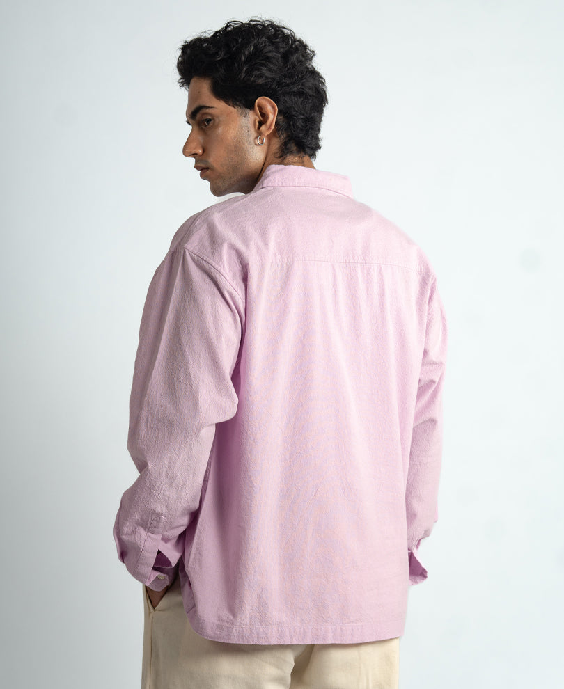 Pastel Pink Structured Printed Shirt