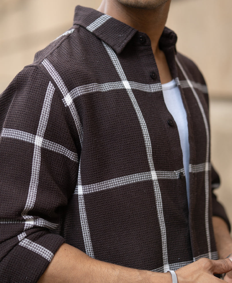 Brown Structure Checks Shirt