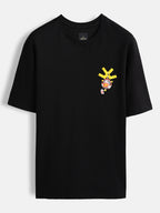 Men’s bold chest print oversized T-shirt | Black