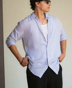 Light Blue Linen Blend Shirt