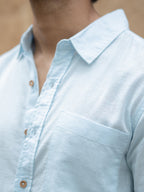 Light Blue Linen Blend Shirt