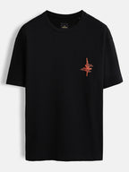 Puff print chest motif oversized tshirt | Black