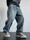 Rolling Panel Loose Straight Fit Jeans
